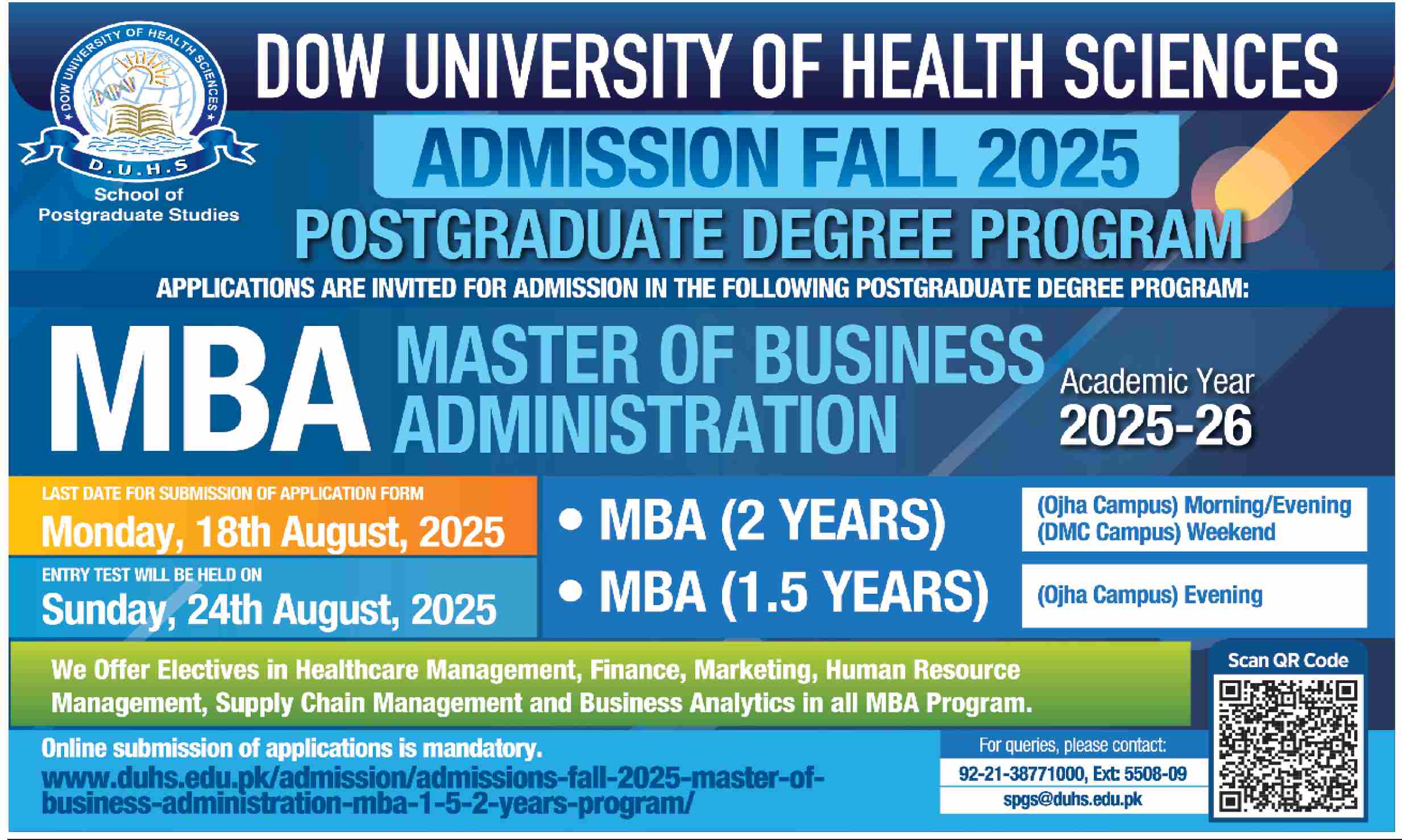 Admission Open in Dow University of Health Sciences Karachi